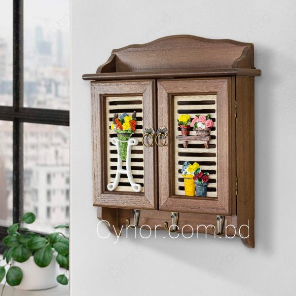 Wooden Body Decorative Design Double Doors Key Holder