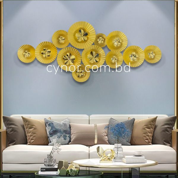 High Quality Metal Body with Stainless Steel Design Golden Color Aquatic Leaf Design Wall Decor