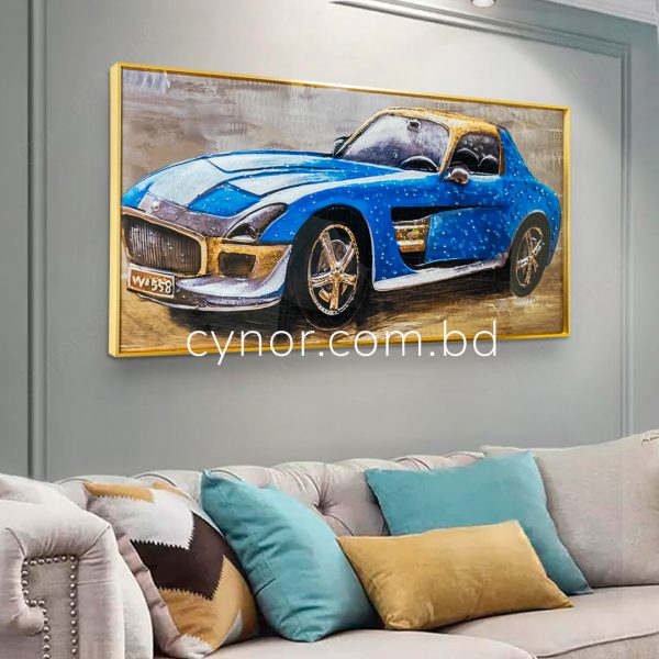 Metal Aluminium Frame Resin with Stone Design Classic Sports Car Design Wall Frame Decor