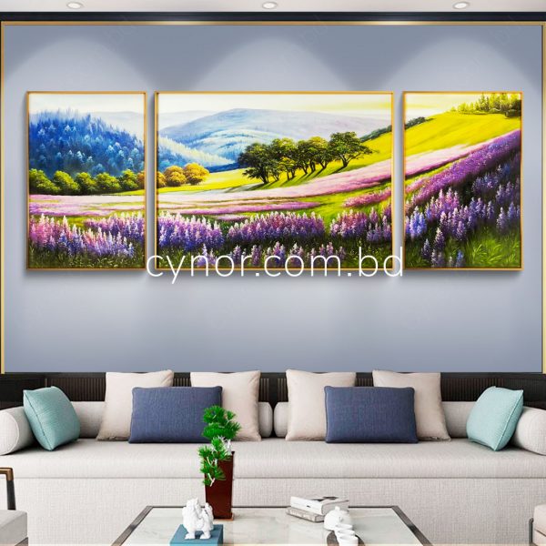 Metal Aluminium Frame Resin with Stone Design Nature Scenery Wall Frame Decor Set