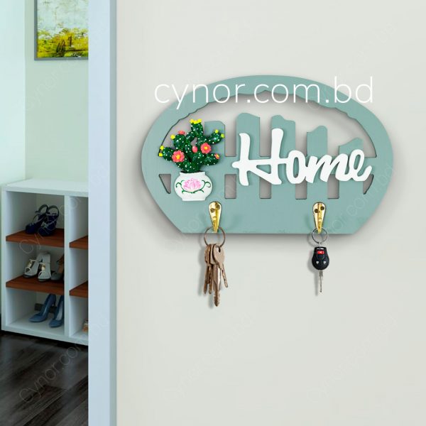 Wooden Body Decorative Design Light Green Color Key Holder