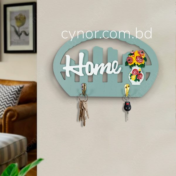 Wooden Body Decorative Design Light Green Color Key Holder