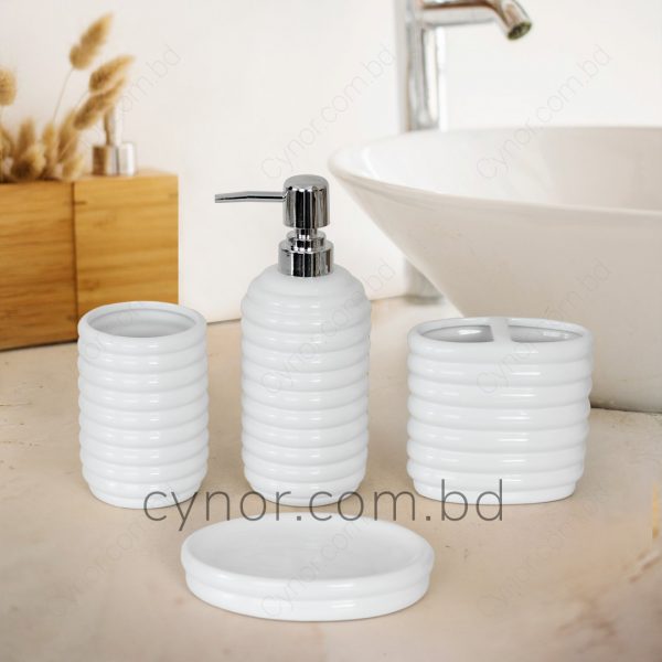 Porcelain Ceramic Made Design White Color 4 Pieces Bathroom Set