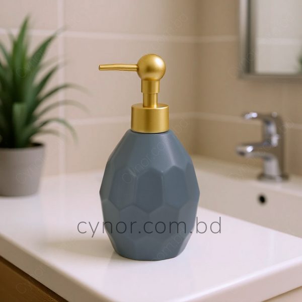 Ash Color Ceramic Body with Plastic Pump Cap Soap Shampoo Shower Gel Dispenser