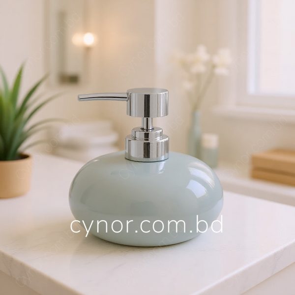 Ash Color Porcelain Ceramic Body with Plastic Pump Cap Soap Shampoo Shower Gel Dispenser