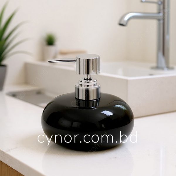 Black Color Porcelain Ceramic Body with Plastic Pump Cap Soap Shampoo Shower Gel Dispenser