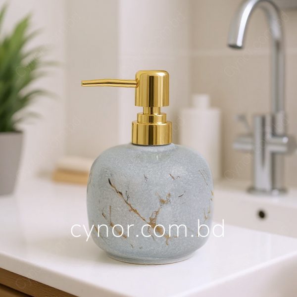 Ash Color Porcelain Ceramic Design Body Plastic Pump Cap Soap Shampoo Shower Gel Dispenser