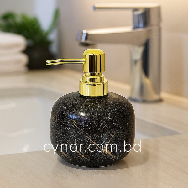 Black Color Porcelain Ceramic Design Body Plastic Pump Cap Soap Shampoo Shower Gel Dispenser