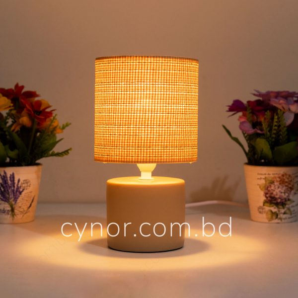 Baby Pink Color Ceramic Made Body with Brown Fiber Shade 9 Inches Table Lamp
