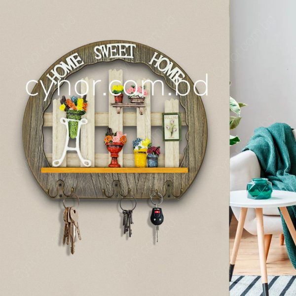 Wooden Body Decorative Design Home Sweet Home Key Holder