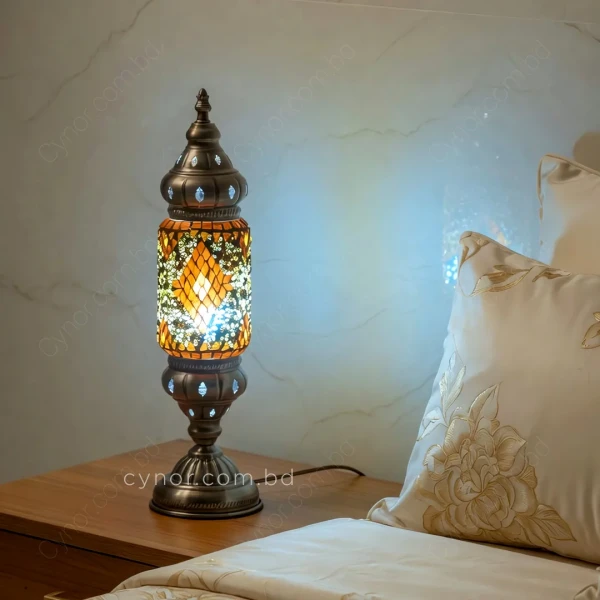TL353-Multi-2-Mosaic and Glass Stone Made Metal Body Diamond Shape Design Turkish Table Lamp (7)