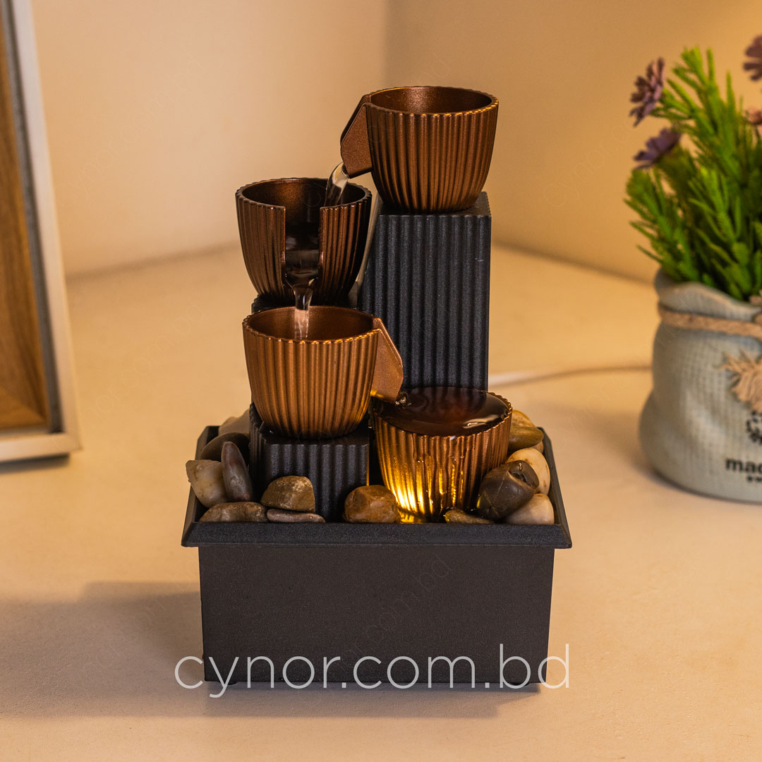 HD241-10-Plastic Body USB-Powered Small Size LED Fountain Feng Shui Style Tabletop Decor with Decorative Stones (1)