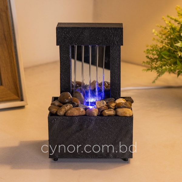 USB-Powered Small Size LED Fountain Feng Shui Style Tabletop Decor with Decorative Stones