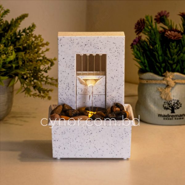 USB-Powered Small Size LED Waterfall Fountain Feng Shui Tabletop Decor with Decorative Stones