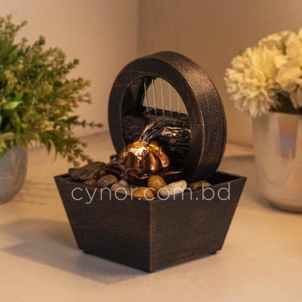 USB-Powered Small Size LED Waterfall Fountain Feng Shui Tabletop Decor with Decorative Stones