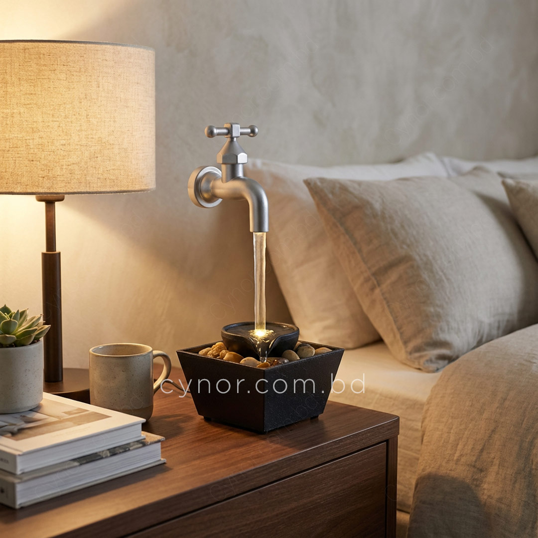 HD241-7-Plastic Body USB-Powered Small Size LED Fountain Feng Shui Tap Style Tabletop Decor with Decorative Stones (3)