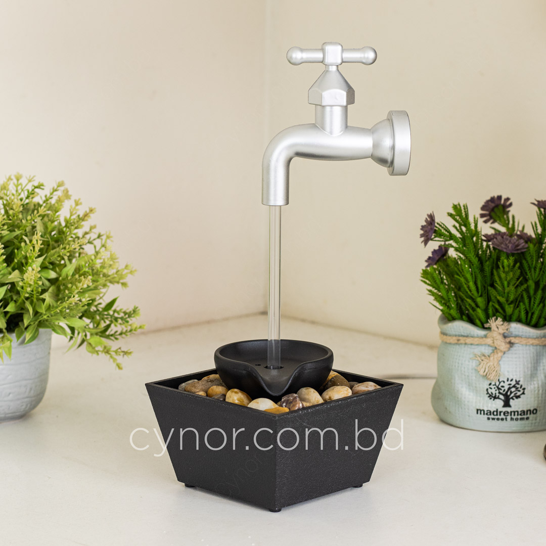 HD241-7-Plastic Body USB-Powered Small Size LED Fountain Feng Shui Tap Style Tabletop Decor with Decorative Stones (4)
