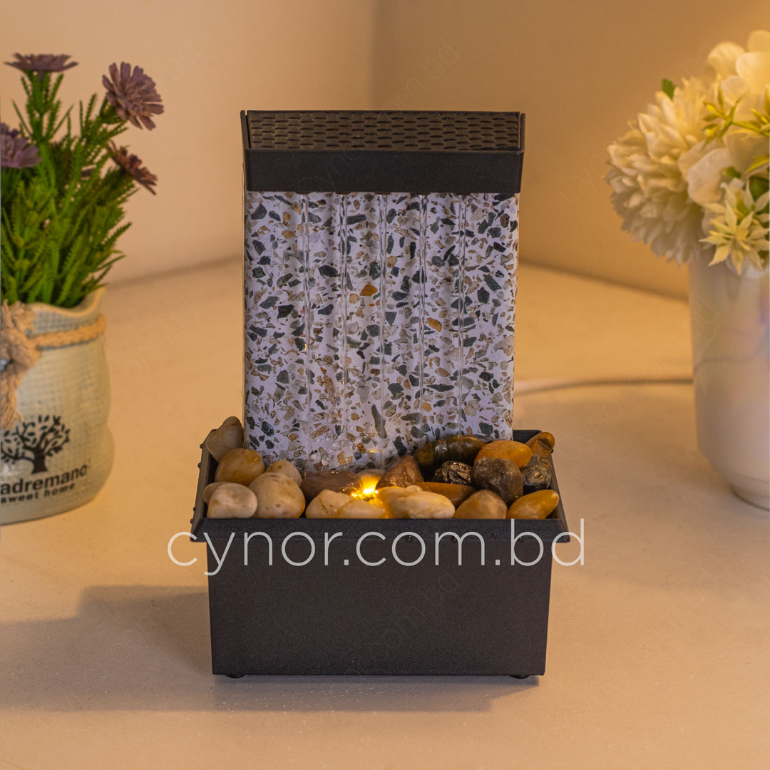 HD241-8-Plastic Body USB-Powered Small Size LED Fountain Feng Shui Tabletop Decor with Decorative Stones (1)