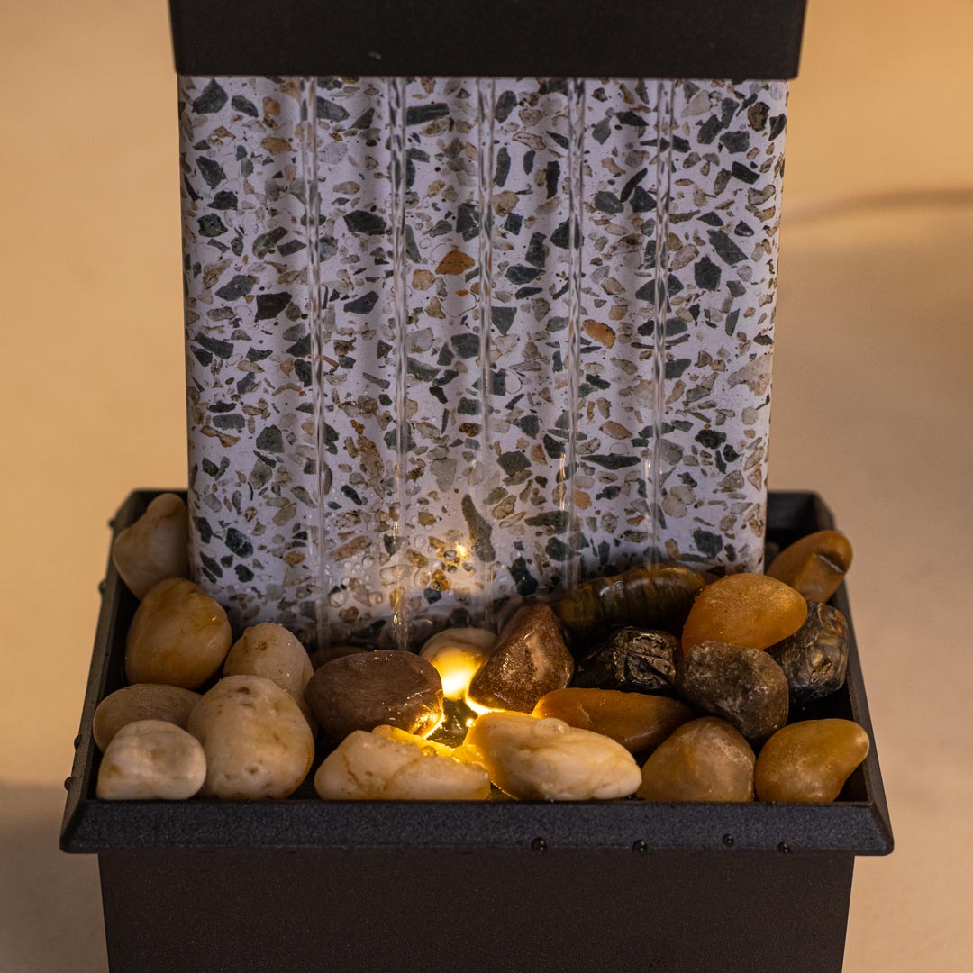 HD241-8-Plastic Body USB-Powered Small Size LED Fountain Feng Shui Tabletop Decor with Decorative Stones (2)
