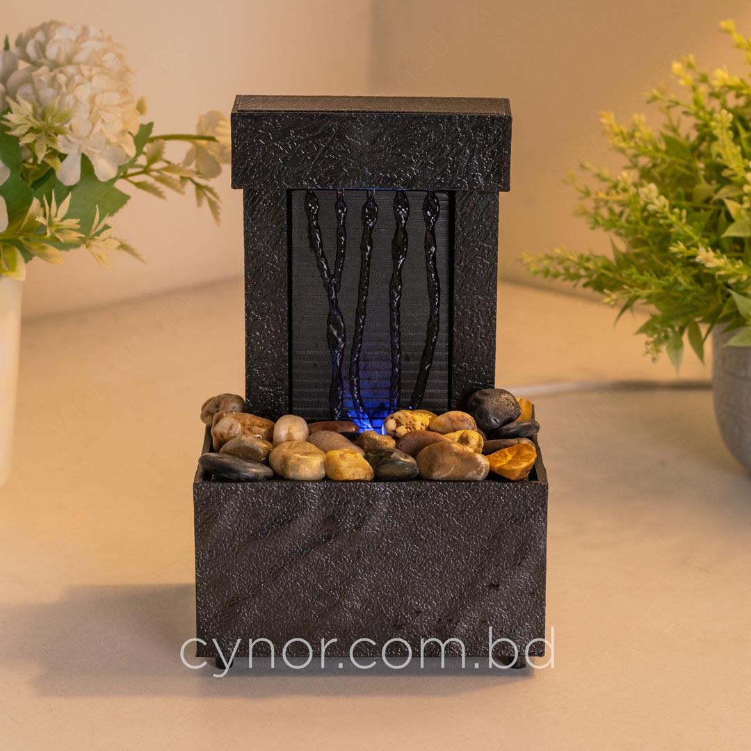 HD241-9-Plastic Body USB-Powered Small Size LED Fountain Feng Shui Tabletop Decor with Decorative Stones (1)
