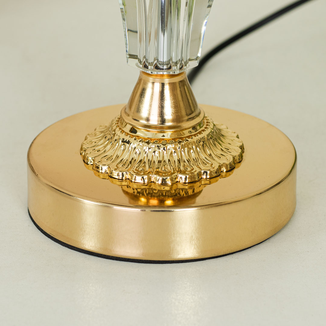 TL366-Golden Color Metal Body Table Lamp with Crystal Design and Beige Color Fabric Shade (4)