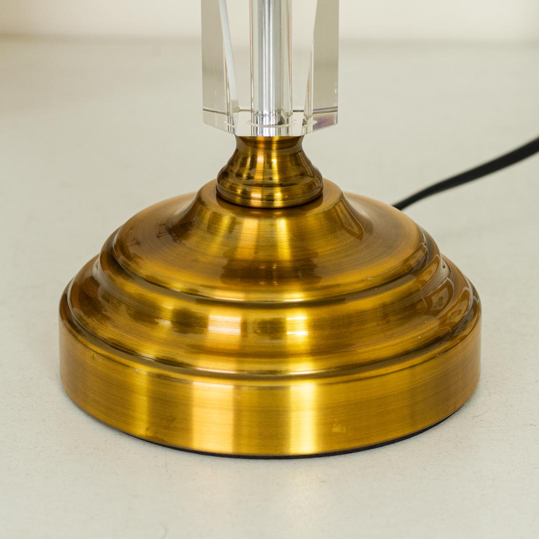 TL367-Golden Color Metal Body Table Lamp with Crystal Design and Beige Color Linen Texture Fabric Shade (4)