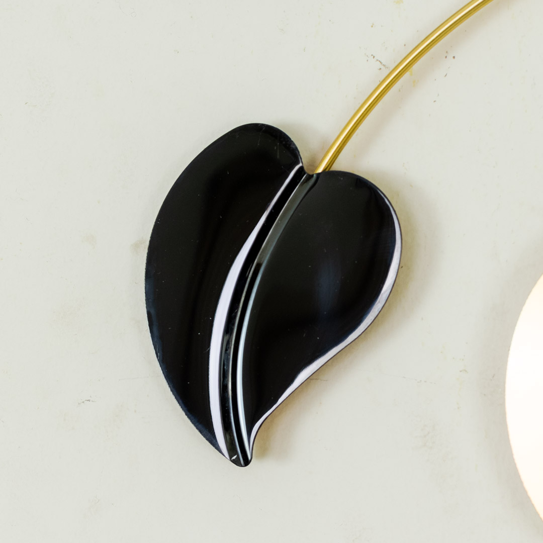 WC694-Decorative Stainless Steel Metal Body Golden and Black Color Leaf Design Wall Clock (7)
