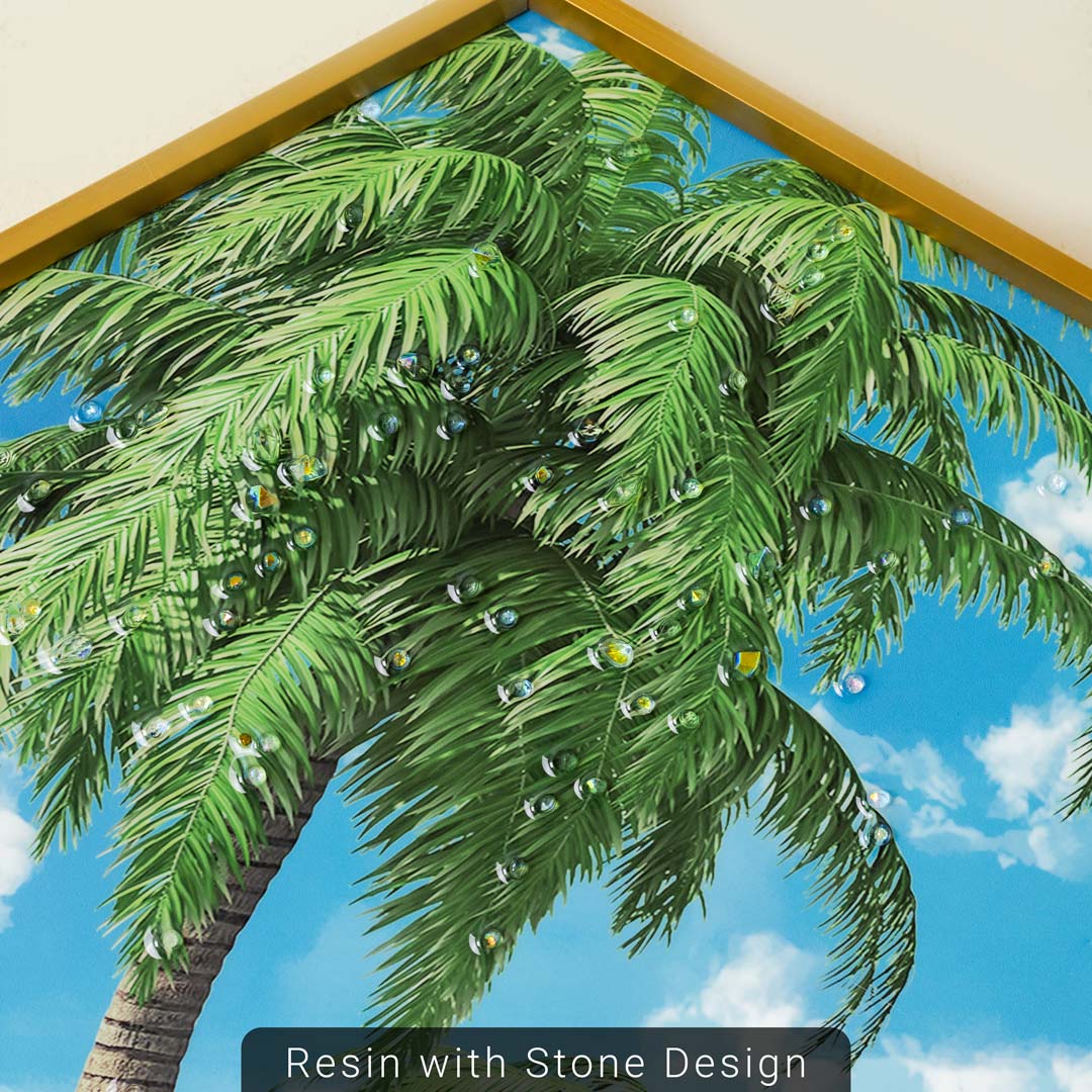WR673-1-Tropical Nature Scenery Wall Frame Decor Set with Resin Stone Design and Aluminium Frame (11)