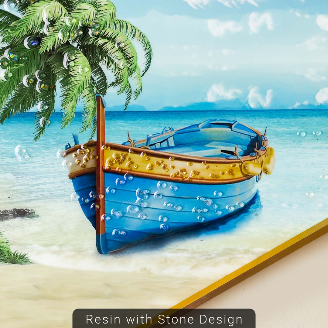 WR673-1-Tropical Nature Scenery Wall Frame Decor Set with Resin Stone Design and Aluminium Frame (12)
