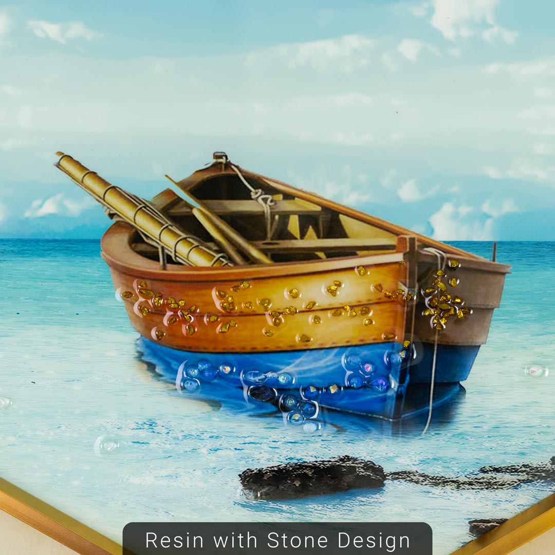 WR673-1-Tropical Nature Scenery Wall Frame Decor Set with Resin Stone Design and Aluminium Frame (16)