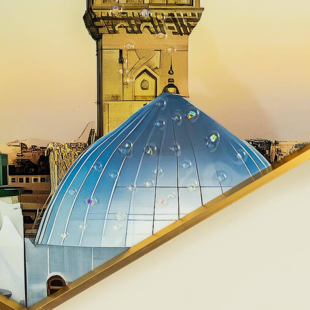 WR673-2-Kaaba, Masjid an-Nabawi, Dome of the Rock Wall Frame Decor Set with Resin Stone Design and Aluminium Frame (14)