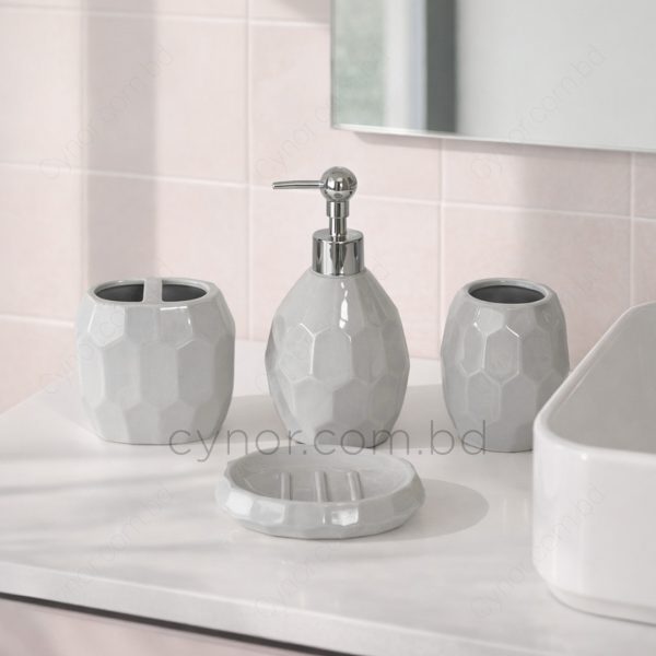 Porcelain Ceramic Made Design Ash Color 4 Piece Bathroom Accessory Set