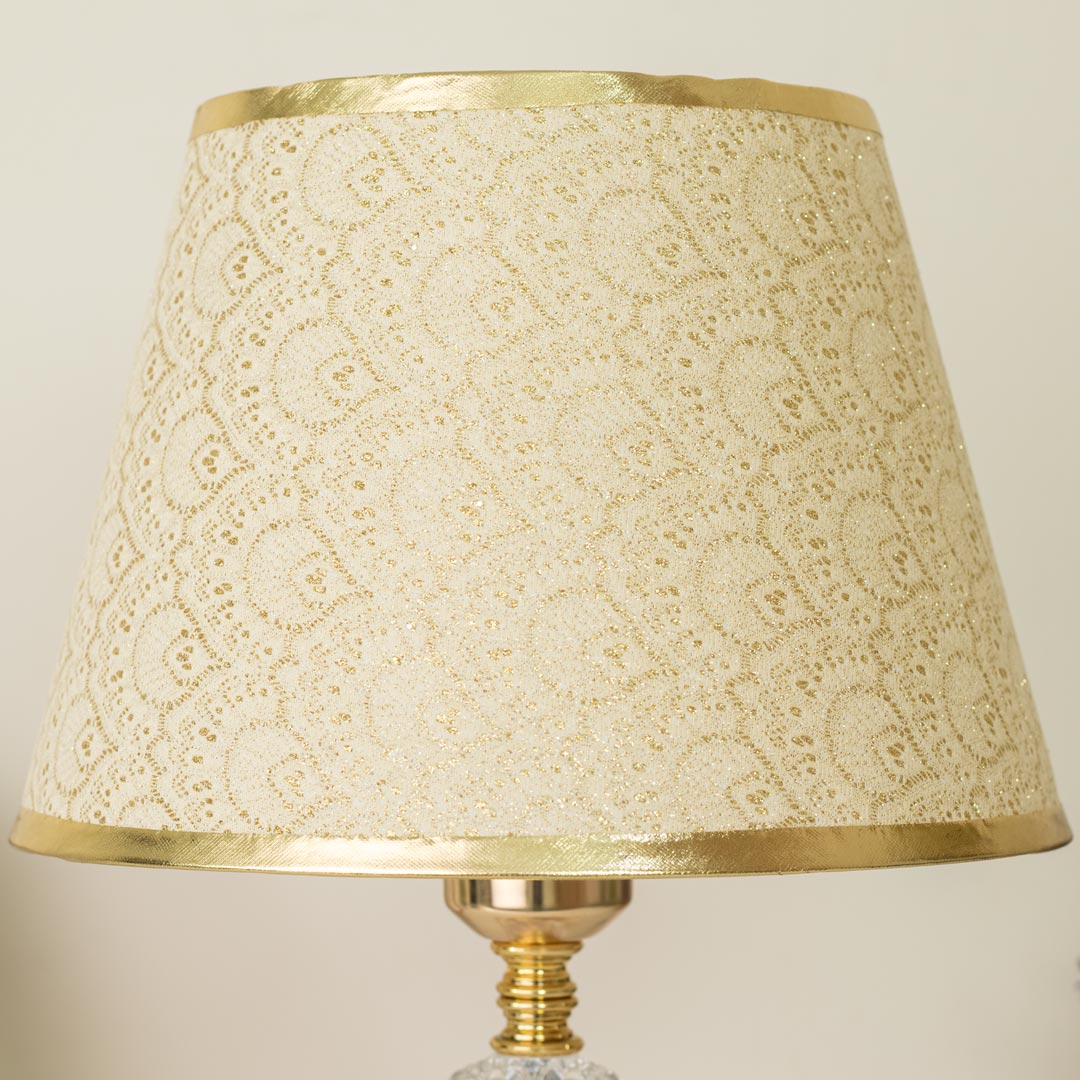 TL369-Golden Color Metal Body Table Lamp with Crystal Stone Design and Ornamental Pattern Texture Plastic Shade (8)