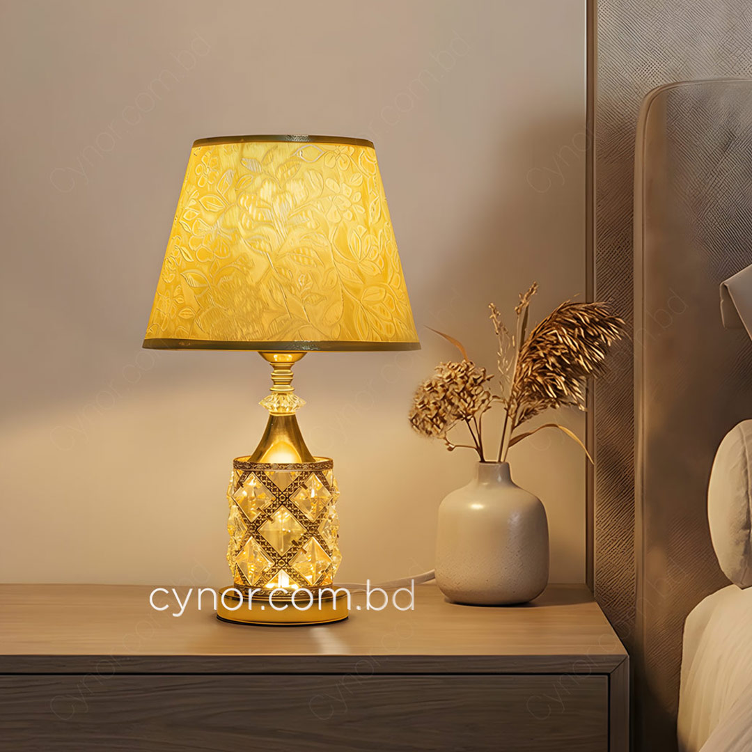 TL370-Golden-Color-Metal-Body-Table-Lamp-with-Crystal-Stone-Design-and-Floral-Pattern-Texture-Plastic-Shade-(9)