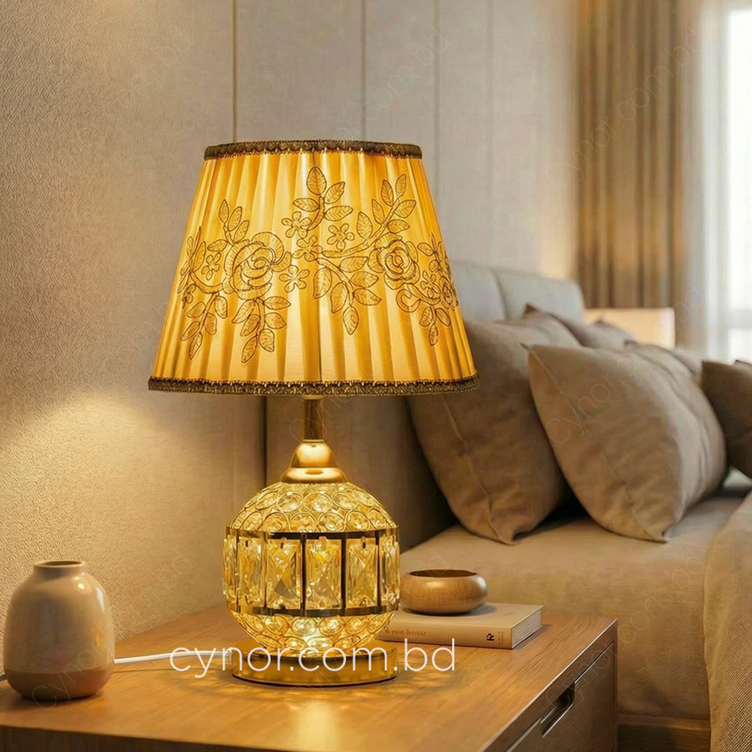 TL372-Golden-Color-Metal-Body-Table-Lamp-with-Crystal-Stone-Design-and-Rose-Pattern-Texture-Fabric-Shade-(9)