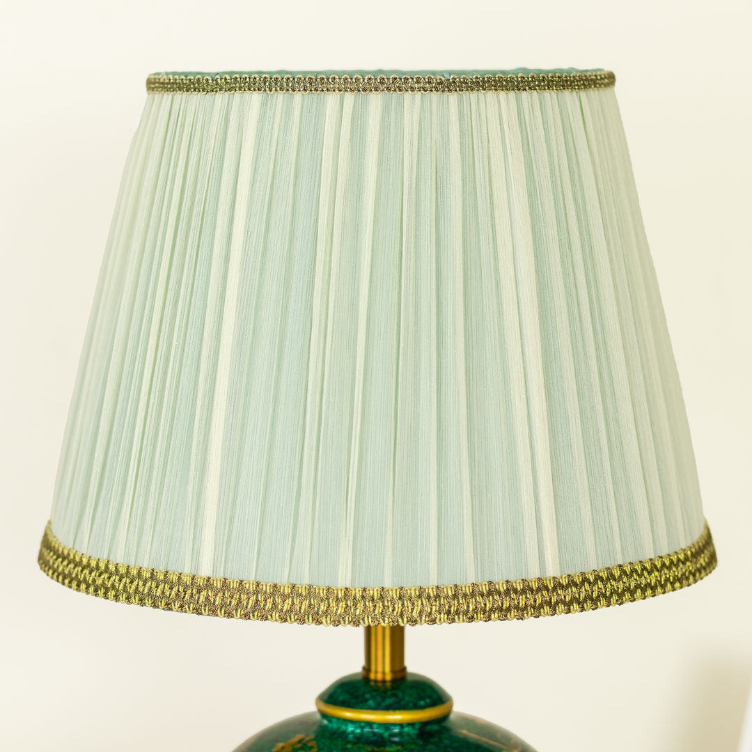 TL374-Green and Golden Color Ceramic Body Lamp with Metal Base and Fabric Shade (5)