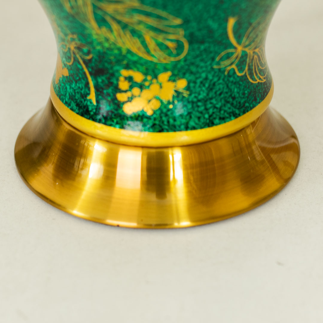 TL374-Green and Golden Color Ceramic Body Lamp with Metal Base and Fabric Shade (8)