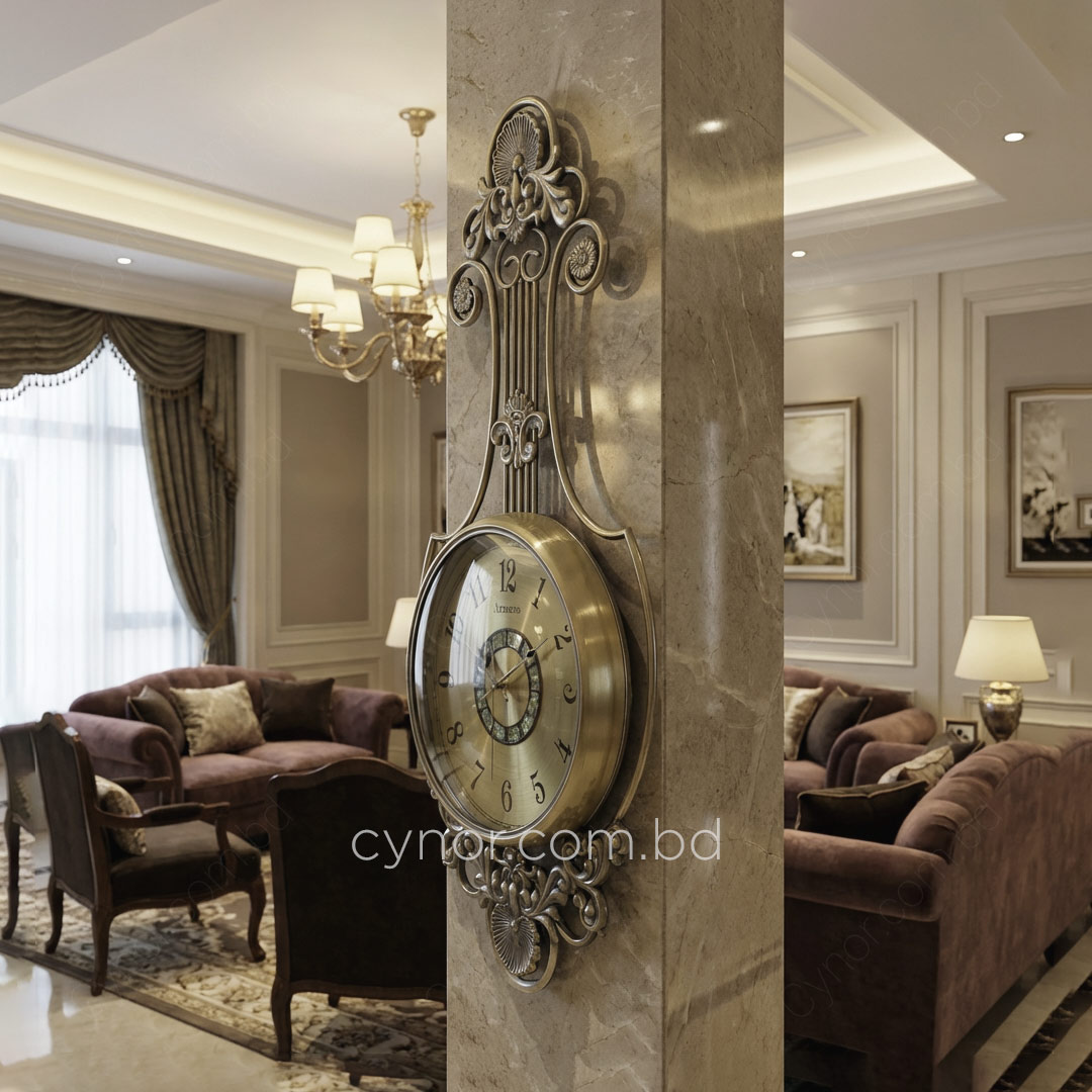 WC696-2-High Quality Full Metal Body Antique Golden Finish Wall Clock with Glass Dial (2)