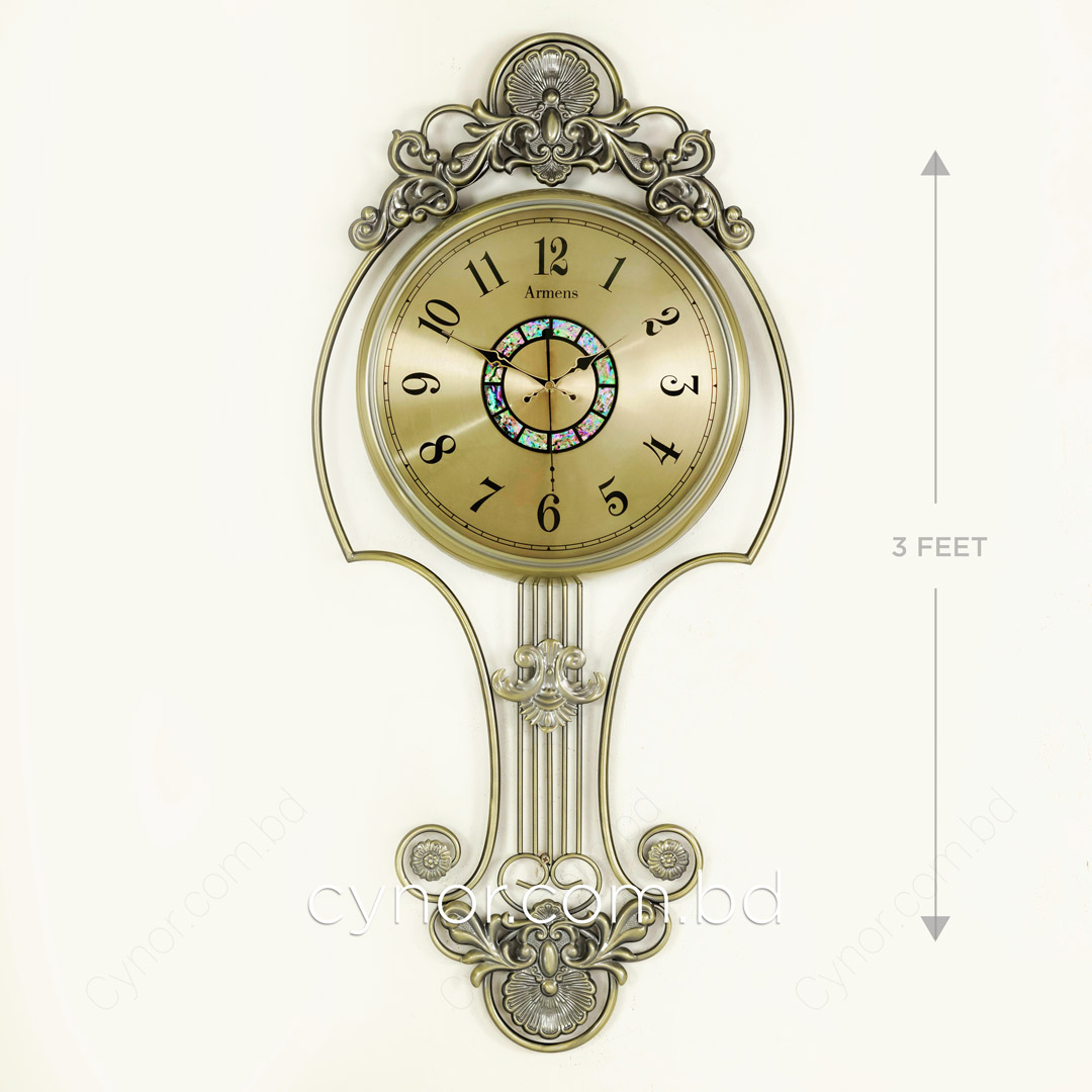 WC696-2-High Quality Full Metal Body Antique Golden Finish Wall Clock with Glass Dial (4)