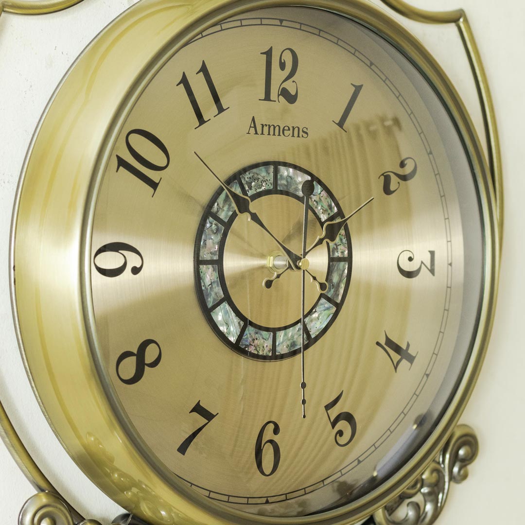 WC696-2-High Quality Full Metal Body Antique Golden Finish Wall Clock with Glass Dial (6)