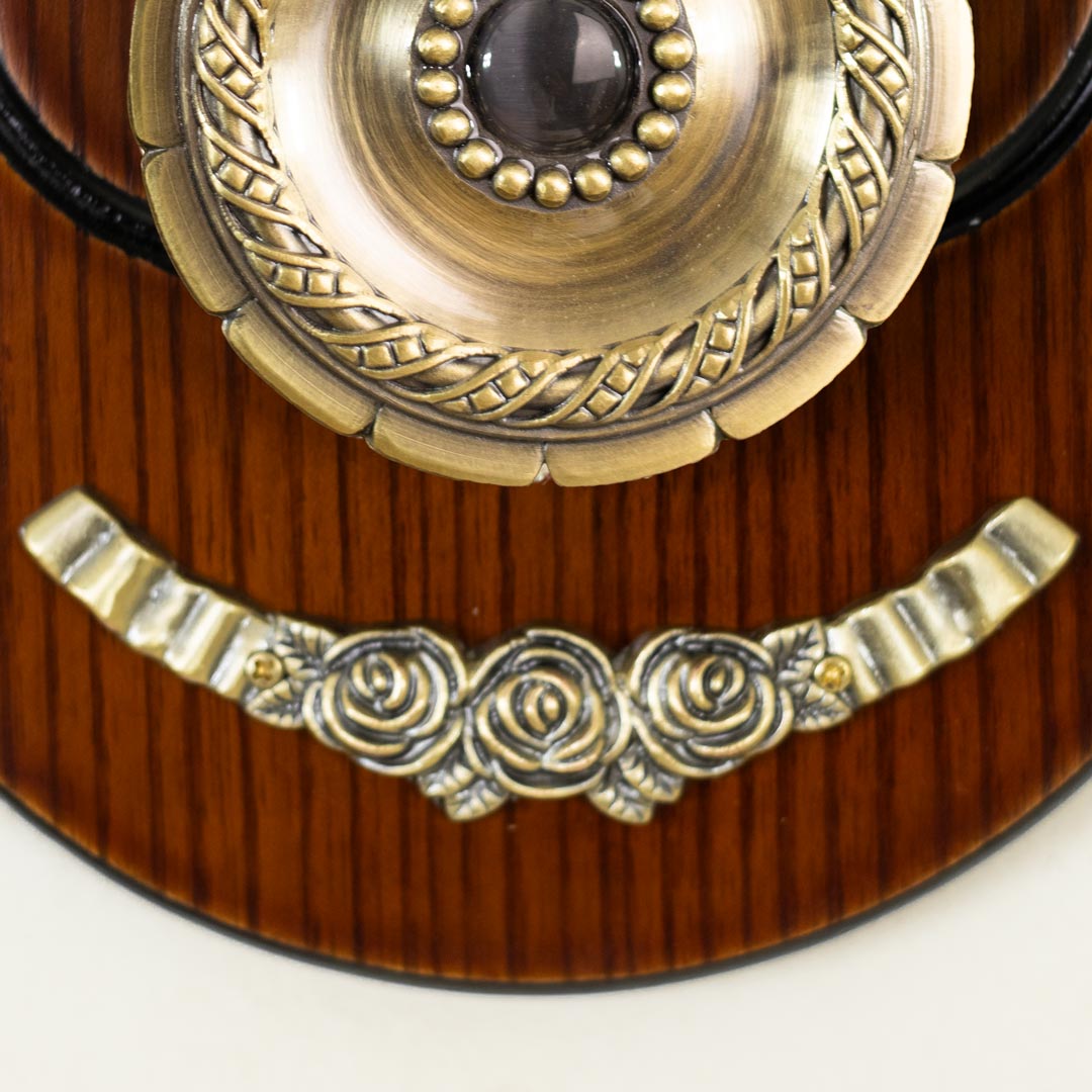 WC703-High Quality Wooden Body with Metal Design Golden Color Dial Pendulum Wall Clock (9)