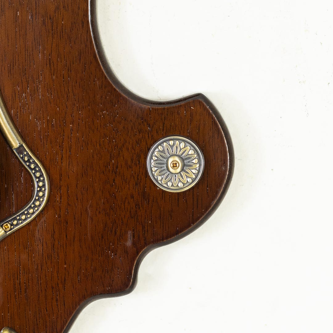 WC704-High Quality Wooden Body with Metal and Stone Design Golden Color Dial Pendulum Wall Clock (10)