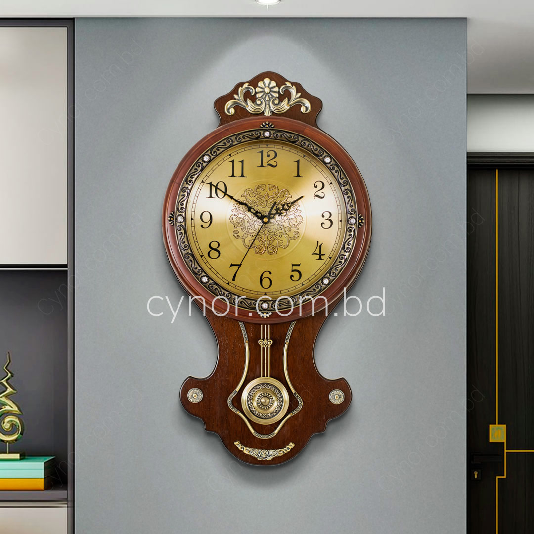 WC704-High-Quality-Wooden-Body-with-Metal-and-Stone-Design-Golden-Color-Dial-Pendulum-Wall-Clock-(13)