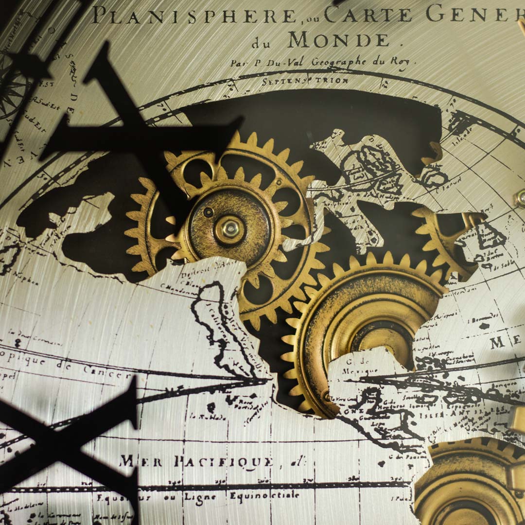 WC707-Very High Quality Metal Body Glass Dial Antique Style Moving Mechanical Gear Design Wall Clock (10)