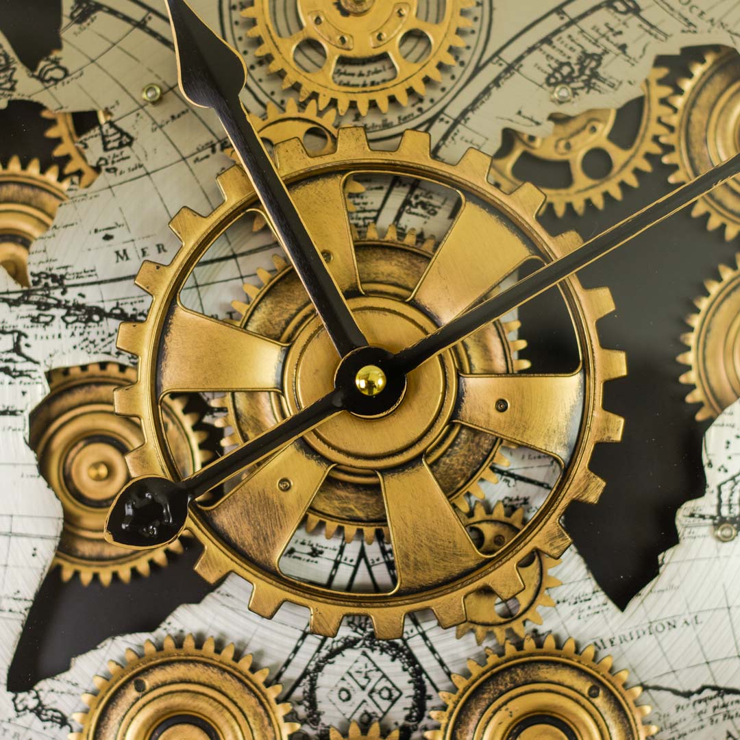 WC707-Very High Quality Metal Body Glass Dial Antique Style Moving Mechanical Gear Design Wall Clock (4)