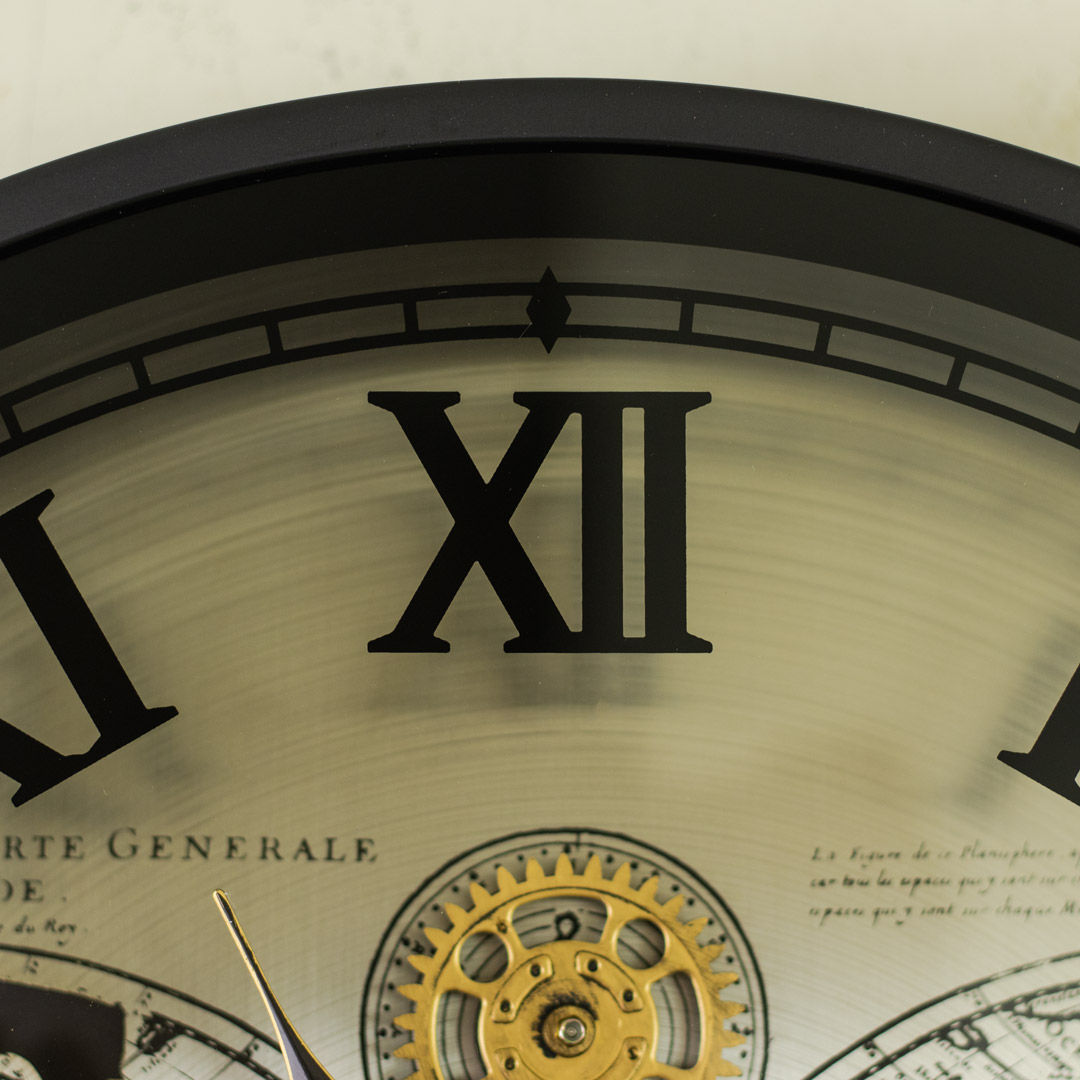 WC707-Very High Quality Metal Body Glass Dial Antique Style Moving Mechanical Gear Design Wall Clock (6)