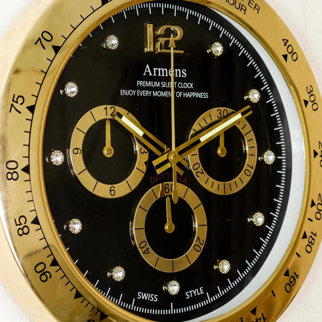 WC711-High Quality Stainless Steel Body with Chronograph Style Glass Dial Pendulum Wall Clock (5)