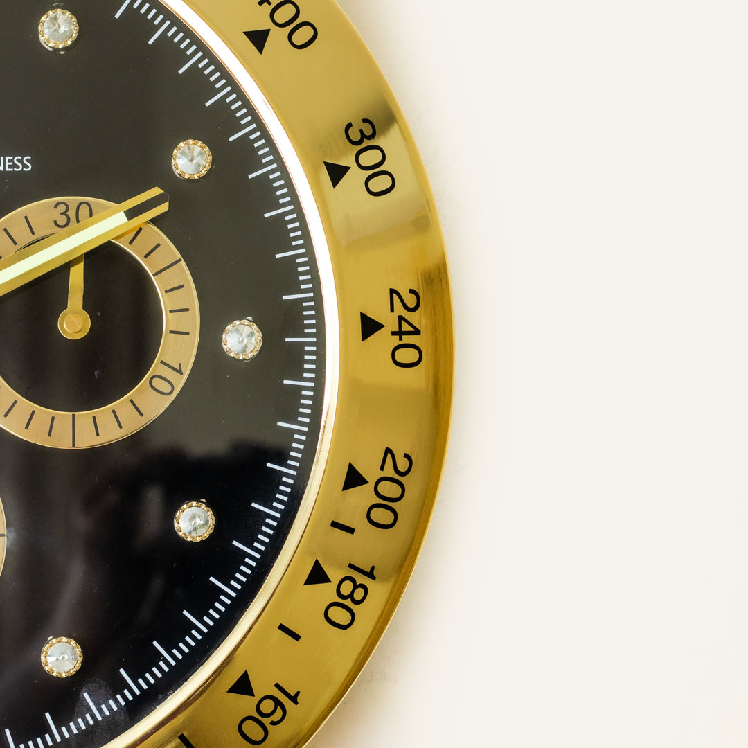WC711-High Quality Stainless Steel Body with Chronograph Style Glass Dial Pendulum Wall Clock (6)