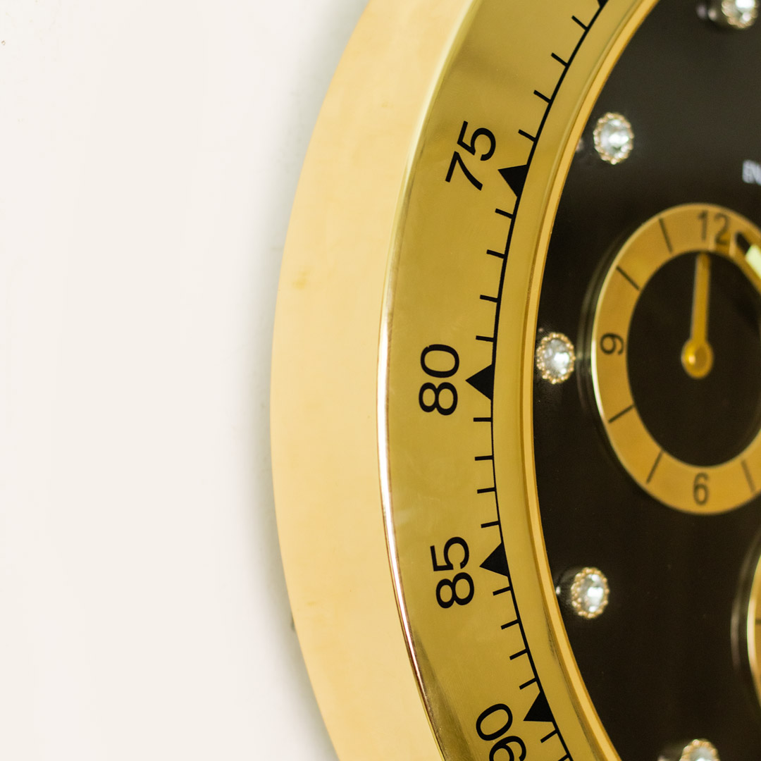 WC711-High Quality Stainless Steel Body with Chronograph Style Glass Dial Pendulum Wall Clock (9)
