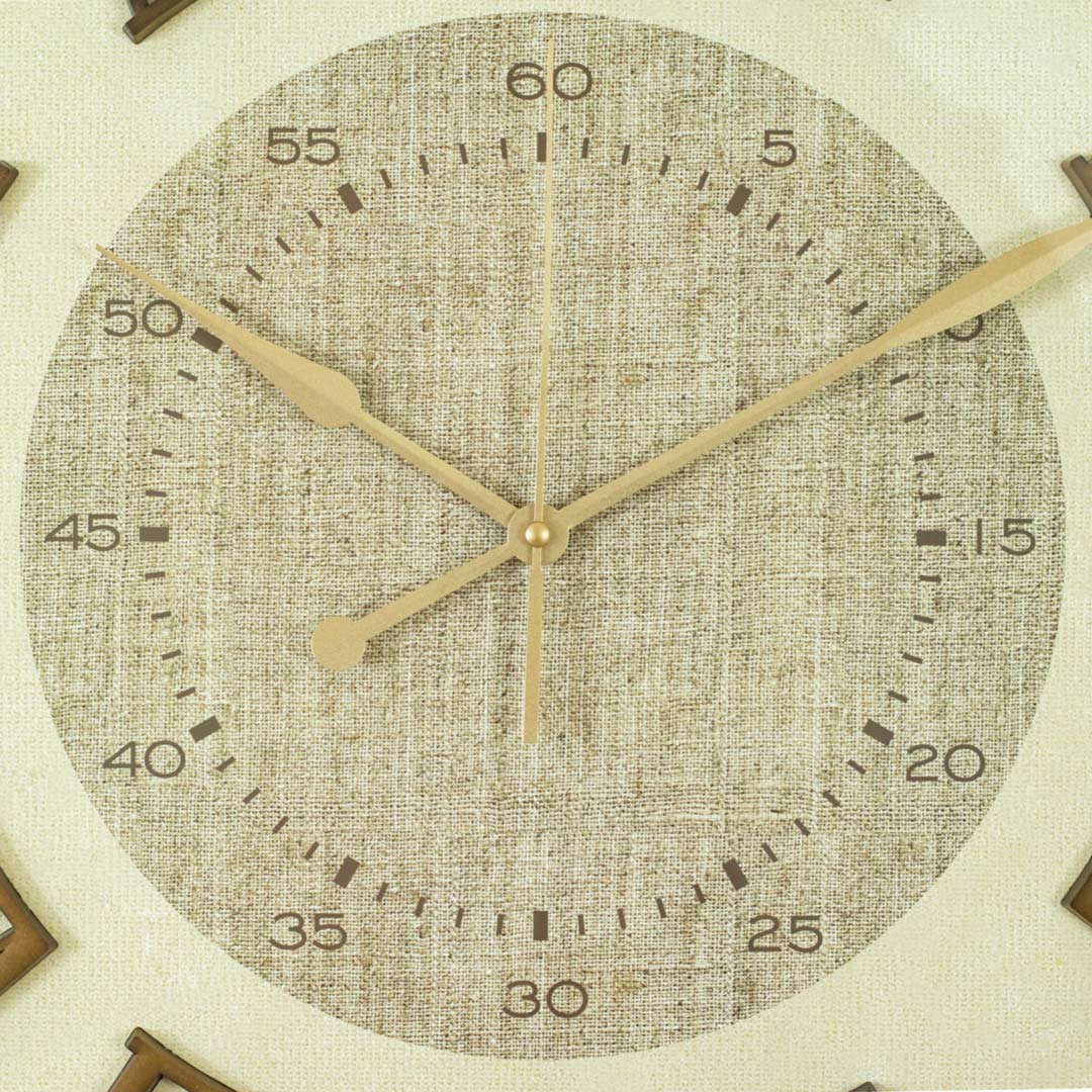 WC714-1-Antique Style Wood and Cream Color Wall Clock with Fiber Body Glass Dial and Linen Texture Design (4)
